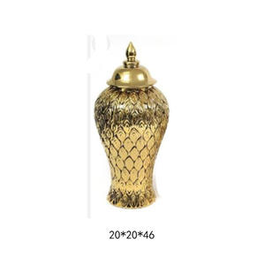 Jarrón de Cerámica Creativo de Fábrica Directa, Jarrón de Flores de Lujo Dorado para Hogar y Bodas, Jarrones de Jengibre para Mesa de Hotel - Product Image 5