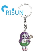 Porte-clés en émail personnalisé en gros, thème Halloween effrayant, squelette voodoo, porte-clés en métal, poupée voodoo, cœur rouge, porte-clés en émail anime