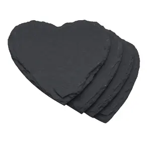 4pcs Coasters Heart Slate Coasters Cup Mats Coasters for Drinks Beverages Wine Glasses