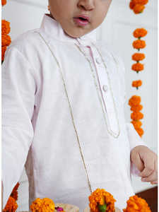 Kurta de Algodón Sólido para Niños con Solapa Bordada, Kurta Étnica Tradicional para Niños, Cómoda para Uso Festivo y Casual - Product Image 4