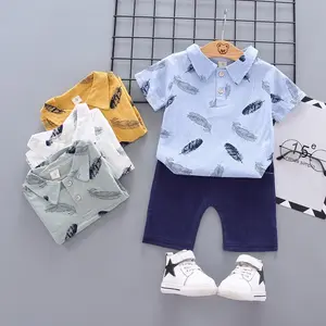 2023 New Arrivals Feather Summer Casual Printed Baby Clothes Boys Clothing Sets Style Trend Children's Outfits For Boys