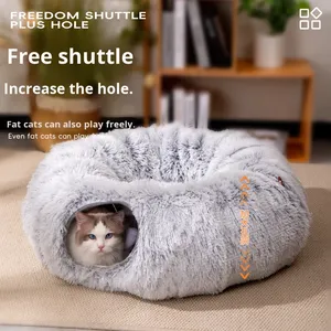 <span class=keywords><strong>Tunnel</strong></span> per Gatti Interattivo Pieghevole in Peluche, Design Classico a Forma di Ciambella, per Interni - Product Image 2