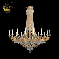 Lustre en cristal Empire doré de luxe, style couronne, style bougie, luminaire décoratif suspendu pour hôtel, villa, salle de banquet, restaurant