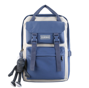 Sac à dos personnalisé avec logo, blocs de couleur, grande capacité, léger, pour étudiants, sac à dos de voyage en toile durable, OEM ODM - Product Image 1