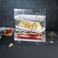 Emballage en plastique PET écologique pour boîte à gâteau roulé, gaufrage, impression personnalisée, boîte à dessert, boîte à pâtisserie transparente carrée
