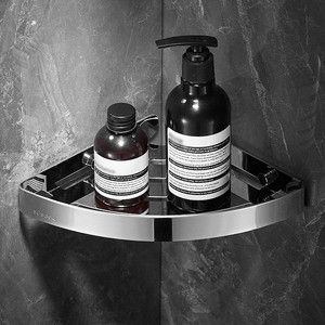 Venta al por mayor esquina sin perforación ducha de acero inoxidable Caddy esquina montado en la pared <span class=keywords><strong>baño</strong></span> esquina estante de almacenamiento con ganchos - Product Image 2