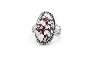 White Buffalo Turquoise Large Oval Statement <b>Ring</b> in 925 Sterling <b>Silver</b> Western Boho Artisan Gemstone Jewelry for Women - Product Image 4
