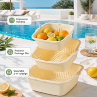 Passoire de cuisine et bac à légumes et fruits en plastique alimentaire Lucid, empilable, indispensable pour appartement, facile à nettoyer
