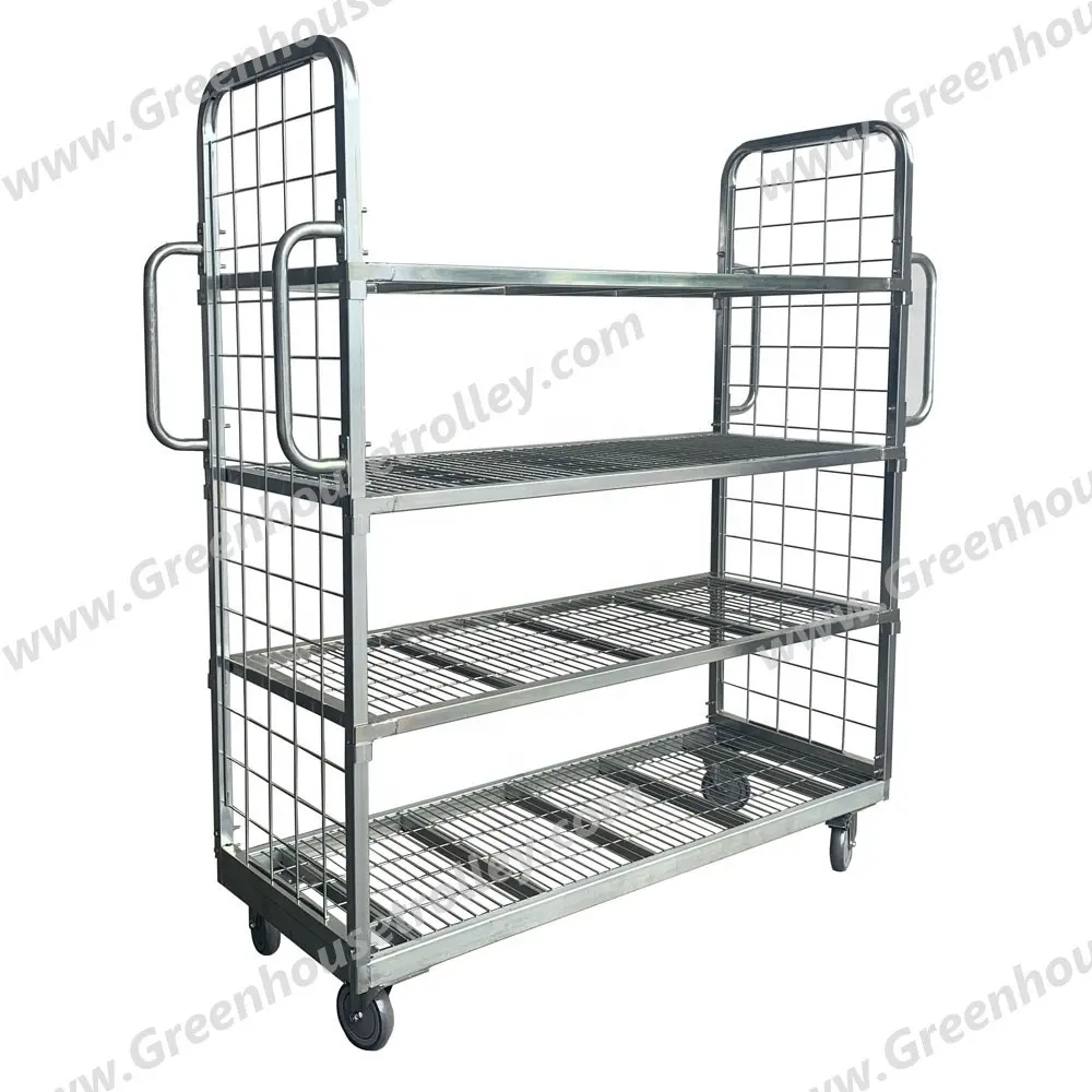 Warehouse picking cart with wheel High quality warehouse shipping trolley Welded wire rolling container