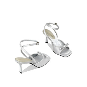 Sandales à talons hauts pour femmes, grande taille, à bout carré, avec nœud, style bouche <span class=keywords><strong>de</strong></span> poisson - Product Image 3