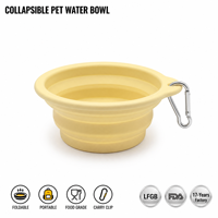 Yunuoxi Bol d'eau pliable pour animaux de compagnie jaune moutarde 14cm 13cm, bol pliable en silicone pour chien 1.5cm plat 70g, vente en gros usine