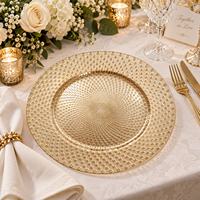 Moderner 13-Zoll Kunststoff-Platzteller Pulverbeschichtet mit Strahlendem Perlentextur-Design Luxuriöses Grünes Design für Partys, Bankette und Veranstaltungen