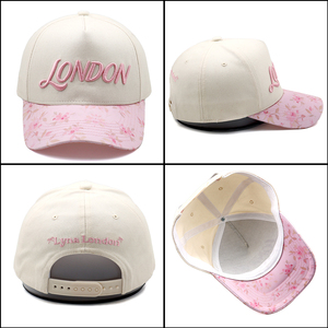 Gorras de Béisbol Personalizadas Bordadas en Algodón Estructurado con Estampado Floral Rosa, Gorras de 5 Paneles - Product Image 2