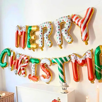 Ballons de Noël en forme de lettres de 16 pouces, bannière gonflable, décorations de fête de Noël, fournitures, Joyeux Noël, ballon en feuille d'aluminium