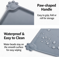 Tapis en silicone antidérapant pour animaux de compagnie, motif patte de chat, imperméable, pour gamelles, facile à nettoyer, pour chats, chiens et utilisation en voiture