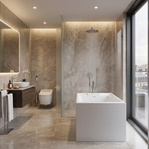 Baignoire autoportante rectangulaire en acrylique 1,8 m, design moderne et minimaliste, avec drain central, pour salle de bain (tinas sobreponidas) - Product Image 1