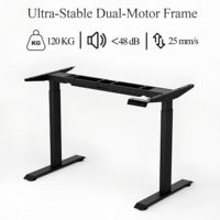 Bureau d'ordinateur moderne ergonomique à double moteur, design en fer durable, électrique, réglable en hauteur, garantie de 2 ans pour la maison et le bureau