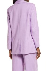 Nuovi modelli personalizzati classici in cotone e lino con colletto intagliato maniche lunghe completi da <span class=keywords><strong>donna</strong></span> giacche da <span class=keywords><strong>donna</strong></span> con un bottone - Product Image 6