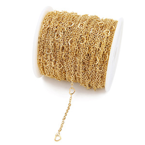 Cuentas doradas <span class=keywords><strong>de</strong></span> acero inoxidable en forma <span class=keywords><strong>de</strong></span> corazón con cadena <span class=keywords><strong>de</strong></span> amor para hacer joyas Diy suministros para manualidades - Product Image 5