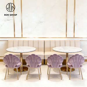Table ronde en marbre pour café, ensemble table et chaises pour <span class=keywords><strong>restaurant</strong></span>, mobilier de restauration avec banquette - Product Image 2