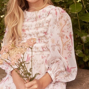 Vestido de primavera para niñas de 11 a 14 años, dulce vestido de malla estampado con cuello de fiesta de cumpleaños para niñas de 11 años para niños de 13 a 14 años - Product Image 4