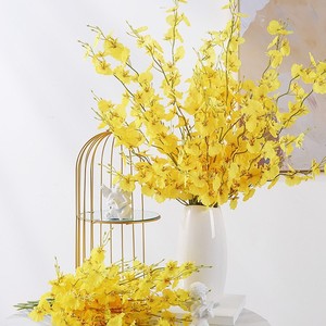 Orchidées artificielles dansantes en soie, bouquet jaune, pour vases, décoration intérieure, accessoires de mariage, haute simulation, réutilisables - Product Image 2