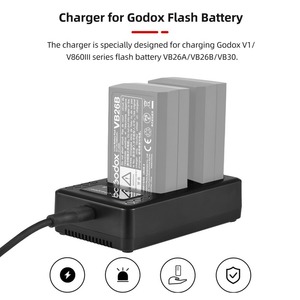 Chargeur de Batterie Portable à 2 Fentes pour Batteries de <span class=keywords><strong>Flash</strong></span> Speedlite <span class=keywords><strong>Godox</strong></span> Séries <span class=keywords><strong>V1</strong></span>/V860III VB26A/VB26B/VB30 - Product Image 5