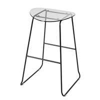 Tabouret de bar moderne à cadre métallique et assise transparente en acrylique, idéal pour les cafés et salons de thé