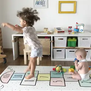 Hopscotch Kids Jumping Lattice Digital Play Mat Cartoon Baby Game Pad Playing Mat Crawling Mat Infinity Carpet