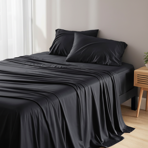 4PCs Cooling Breathable 300tc Bed Set 100% Viscose From Bamboo <b>Sheets</b> <b>Queen</b> <b>Size</b> Deep Pocket Home Hotel Use - Product Image 2