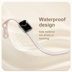 Correa de Silicona Suave para Reloj Deportivo, 44mm 42mm 41mm, Compatible con <span class=keywords><strong>Apple</strong></span> <span class=keywords><strong>Watch</strong></span> <span class=keywords><strong>Series</strong></span> 11 10 9 <span class=keywords><strong>8</strong></span> SE 3 2, Correa de Goma de Silicona para Mujer - Product Image 3