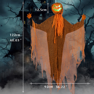 DAMAI Halloween Hanging <b>Animated</b> <b>Pumpkin</b> Ghost with Sound Glowing Eye Rotatable Head Halloween Prop for Party Outdoor Yard Decor - Product Image 3