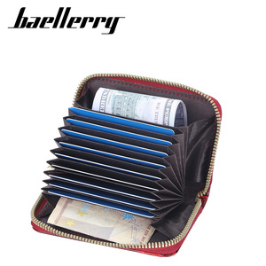 Porte-cartes accordéon pour femme Baellerry, en cuir PU rouge, fermeture éclair, plusieurs emplacements pour cartes, 4 pouces, étui à cartes de crédit élégant - Product Image 2