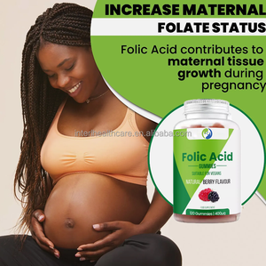 Ausreson Ácido fólico Zinc Gummy Suplemento Vegano B12 Vitamina Ácido fólico Gomitas para mujeres Prenatal - Product Image 3