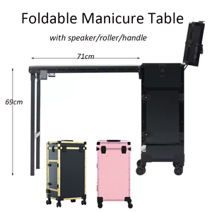 Mesa de Manicura <span class=keywords><strong>Negra</strong></span> con Marco Dorado, Muebles de Salón de Manicura, Mesa de Manicura <span class=keywords><strong>Negra</strong></span> con Marco Dorado - Product Image 2