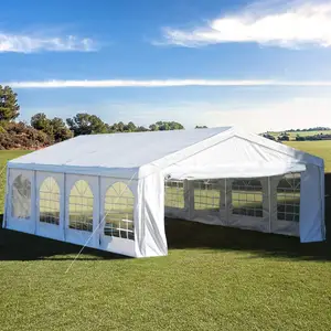 6X12M Tenda Pesta PVC Luar Ruangan Pipa Baja Galvanis 3X6M dengan Dinding Samping Yang Dapat Dilepas Tenda Pernikahan Luar Ruangan Putih untuk Acara