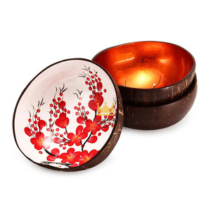 Vente en gros de bols artisanaux en bois laqué à base de coquille de noix de coco écologiques et durables, motif personnalisé, décoration intérieure, Vietnam - Product Image 4