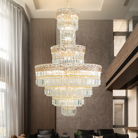 Lustre de luxe en cristal avec grandes pièces métalliques, lampe LED d'intérieur pour villa, escalier, maison, hôtel, salle de banquet, suspension de plafond