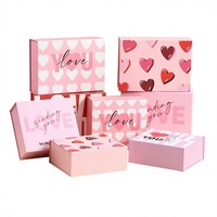 Boîte cadeau pliable magnétique rose, motif cœur, inscription d'amour, emballage pour la Saint-Valentin, anniversaire, mariage, boîte à dragées à ouverture rabattable