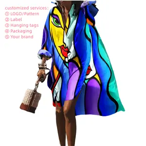 BMQ-JL3 модное индивидуальное женское платье с индивидуальным принтом, летнее пляжное платье свободного покроя с принтом и воротником-рубашкой