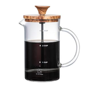 Meilleure cafetière en verre personnalisée Presse à café Machine française avec couvercle en bois Presse française isolée - Product Image 5