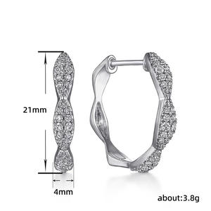 Pendientes de Aro de Oro Blanco de Lujo para Mujer, Plata 925 con Cristales de Circonita, Diseño con Microincrustaciones para Uso Diario - Product Image 5