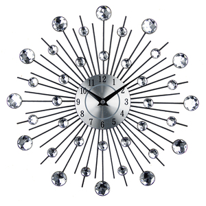 Reloj de pared con diamantes de cristal 3D para decoración del hogar, cronógrafo de lujo con hoja creativa, arte de cuarzo para pared, sala de estar, cara única, 9 Mm