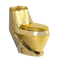 WC Toilette Dorée Une Pièce en Céramique, Sanitaire Bâtiment Fixé au Sol