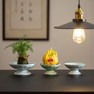 Assiette à fruits en céramique de style chinois en forme de lotus, plat à dessert et à collation sur pied, en porcelaine unie, idéale pour les cadeaux - Product Image 2
