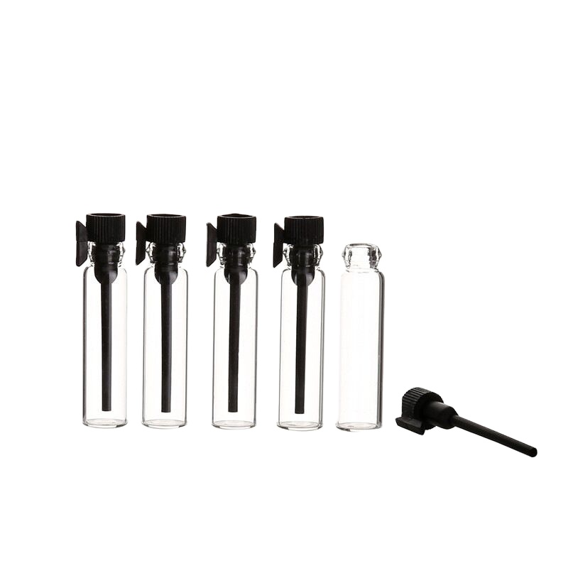 Botol tabung uji parfum, sampel parfum kaca Vial 1ml 2ml 3ml dengan plastik Dabber