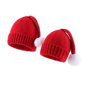 Bambini adulti cappello da babbo natale lavorato a maglia cappelli di natale corno di alce inverno Crochet berretto lavorato a maglia di natale per bambino