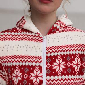 Femmes noël fermeture éclair à capuche combinaison chemise de nuit à manches longues fermeture éclair col en <span class=keywords><strong>V</strong></span> dessin animé imprimé pyjamas hiver chaud sommeil maison porter - Product Image 4