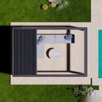 Auvent rétractable motorisé de luxe à cassette complète avec éclairage LED, nouveau design breveté, pour terrasse extérieure, télécommande, protection solaire en PVC poudré