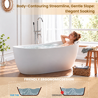 Baignoire autoportante en PMMA massif, surface en pierre artificielle, élégante, pour hôtels, villas et projets d'appartements